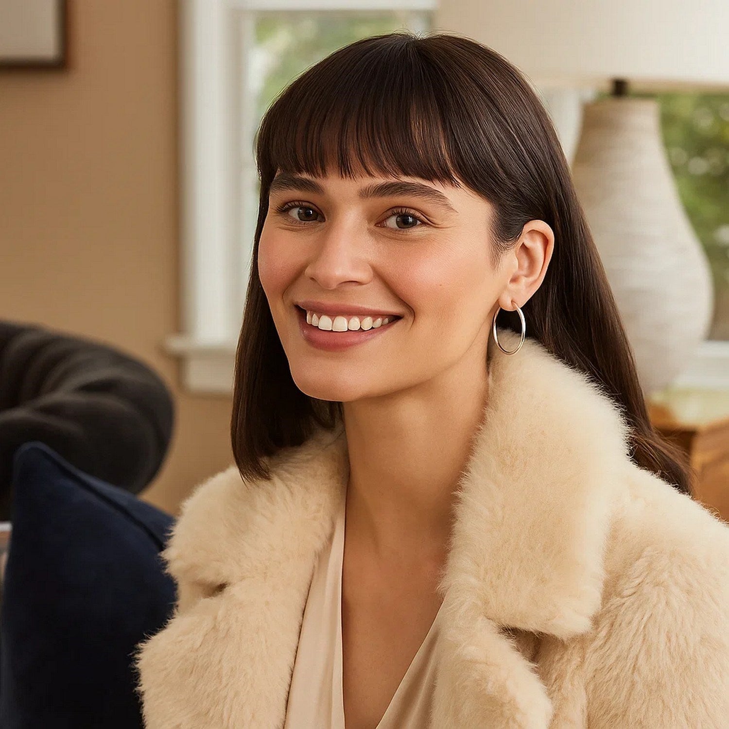 14k White Gold Polished Hoop Earrings (1.5x30mm)