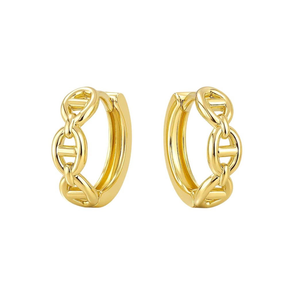 14k Yellow Gold Oval Mariner Huggies