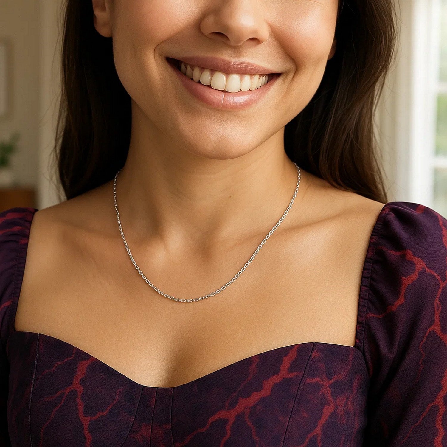 Sterling Silver Rhodium Plated Cable Chain (1.40 mm)