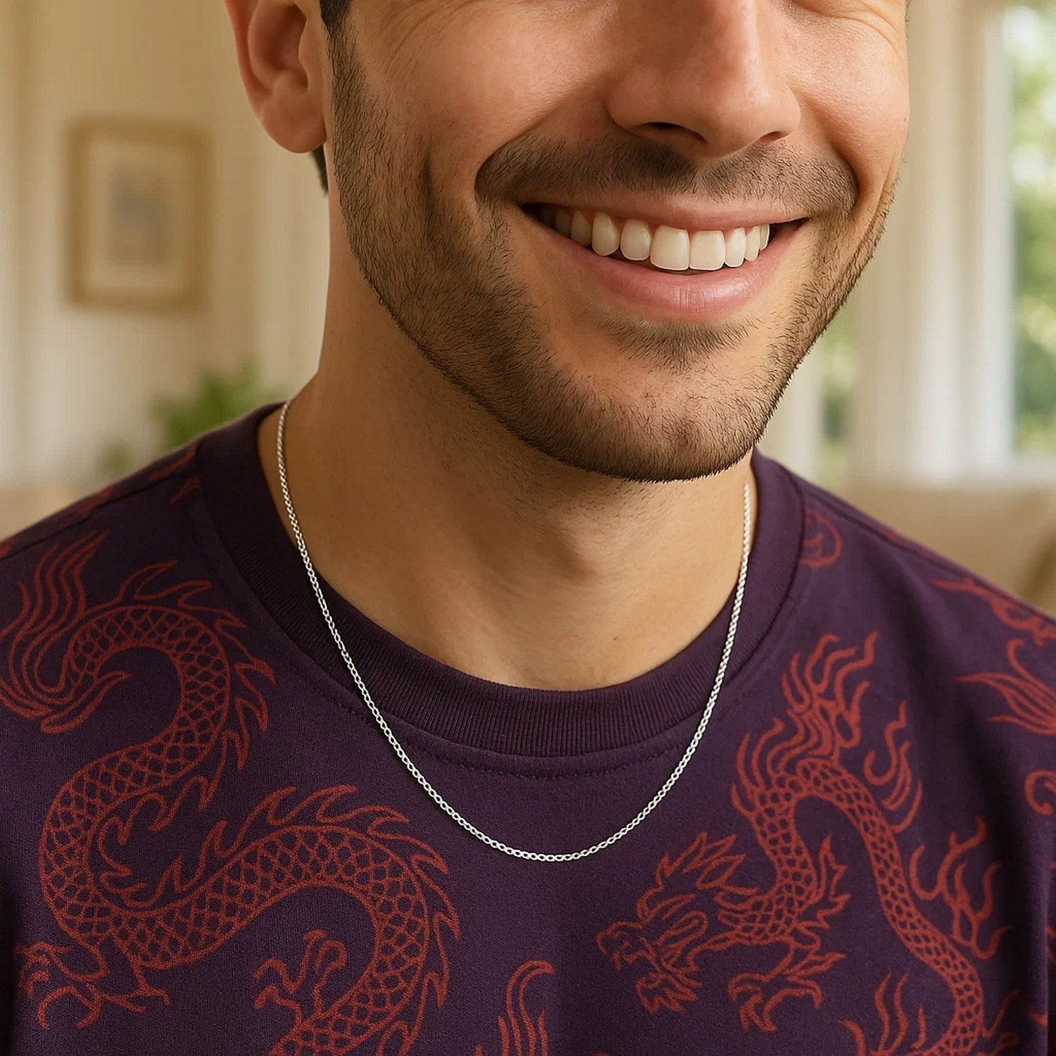 Sterling Silver Rhodium Plated Cable Chain (1.40 mm)