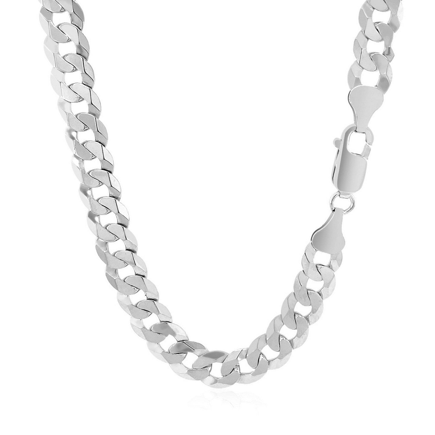 Rhodium Plated Sterling Silver Curb Style Chain (7.90 mm)