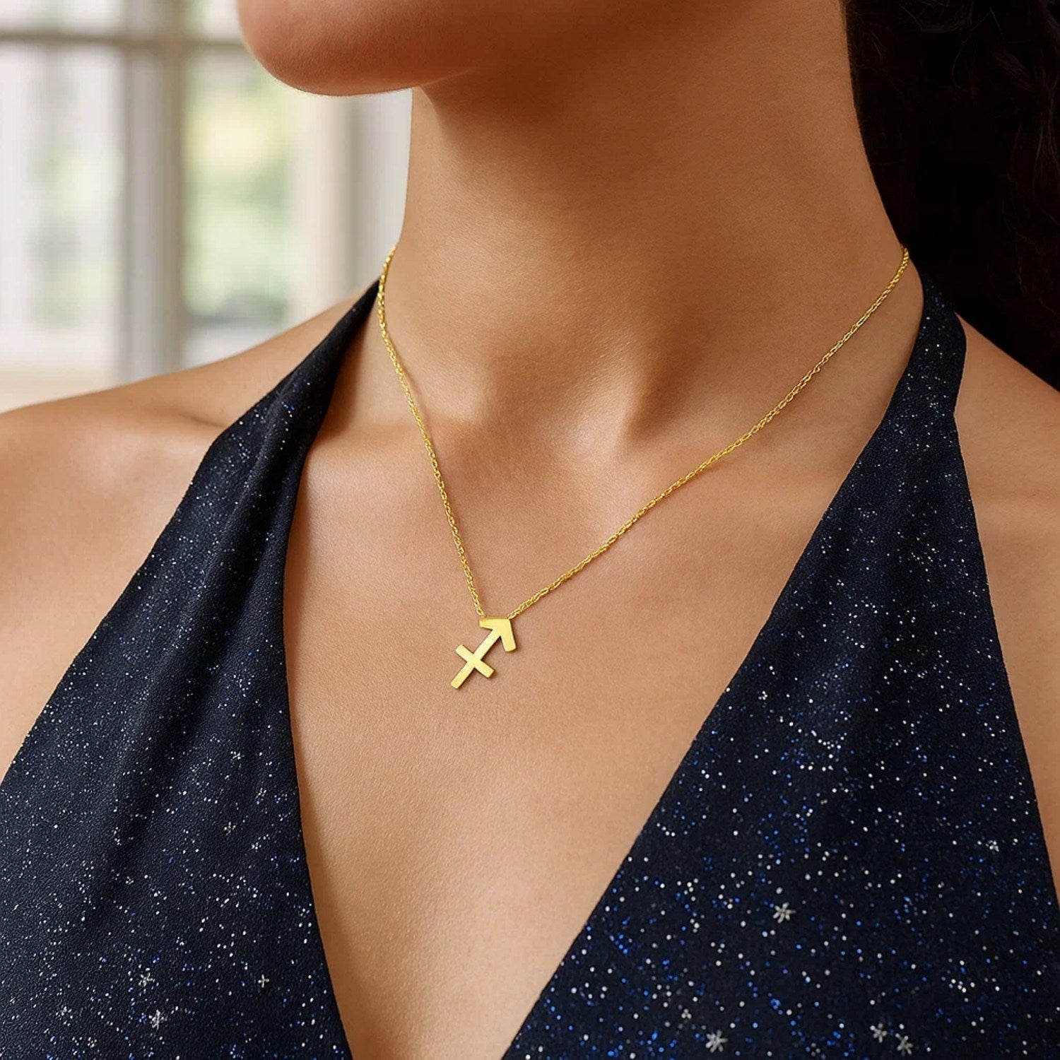 14K Yellow Gold Sagittarius Necklace