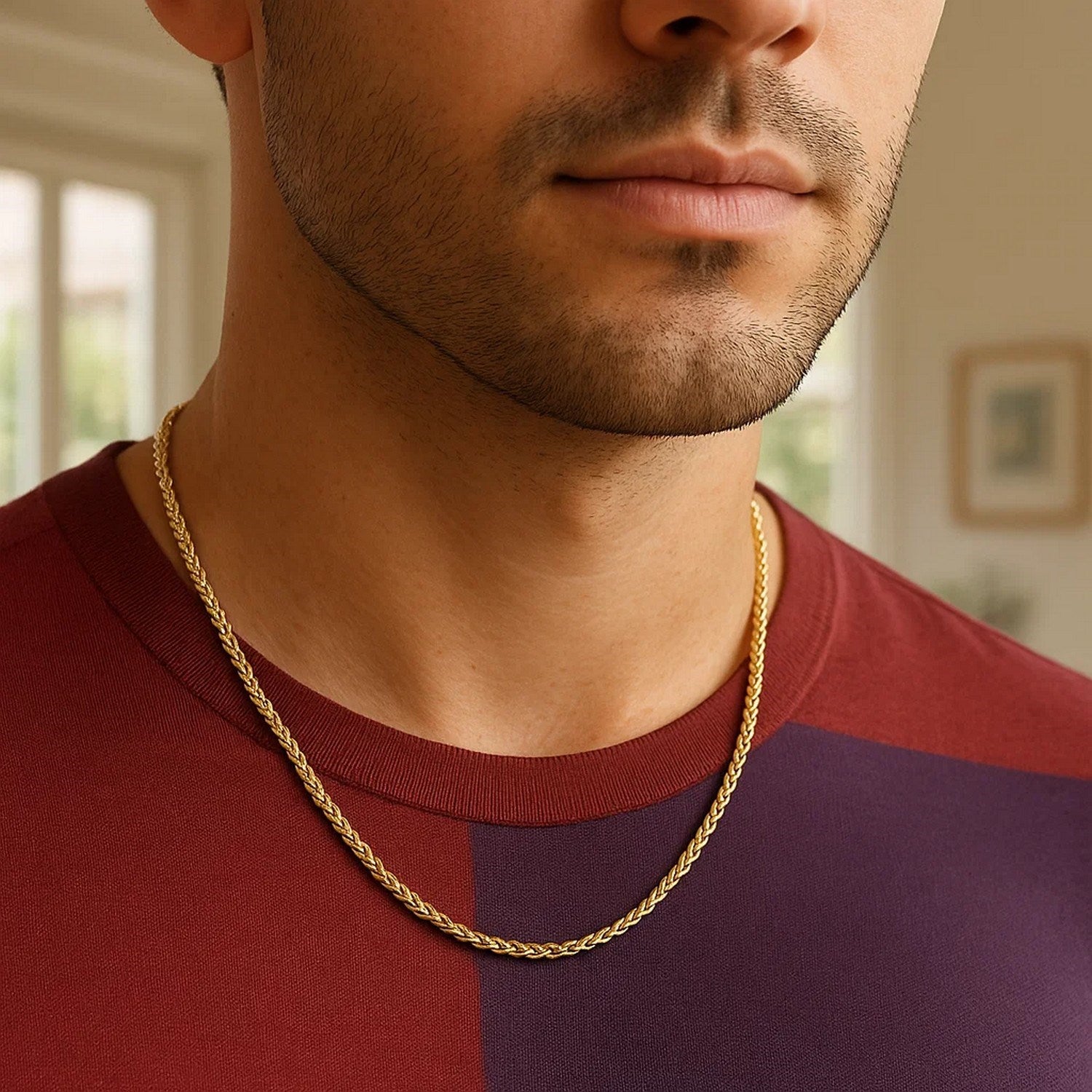 14k Yellow Gold Round Wheat Chain (2.1 mm)