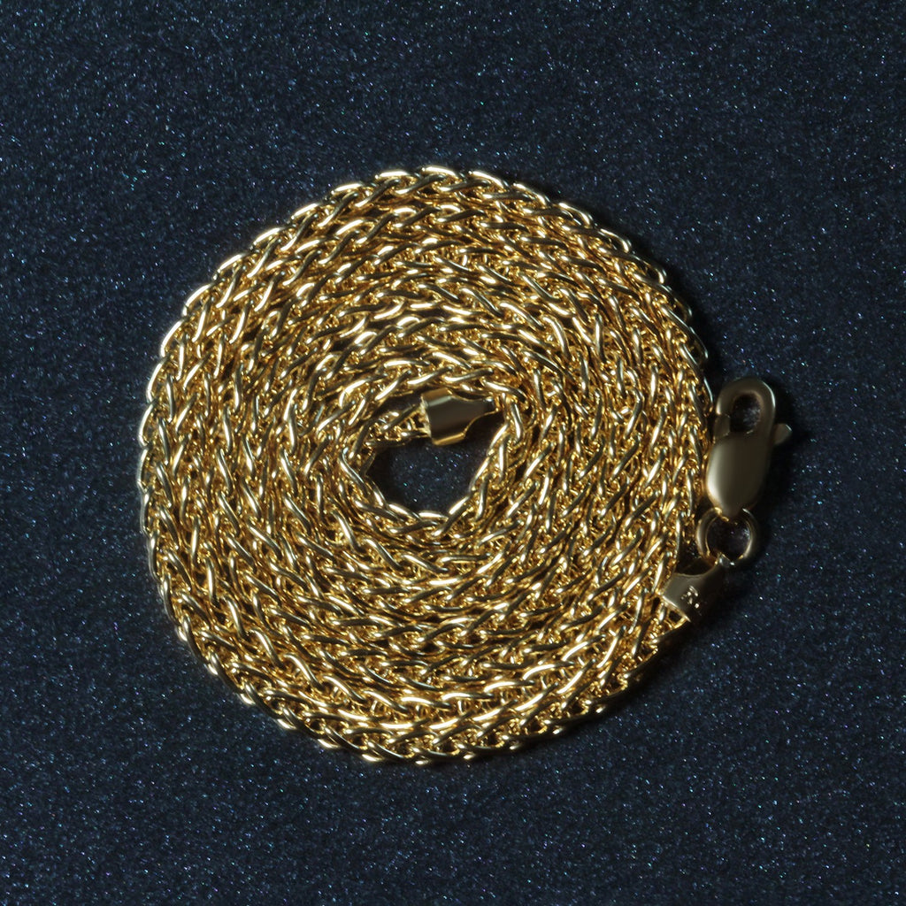 14k Yellow Gold Round Wheat Chain (2.1 mm)