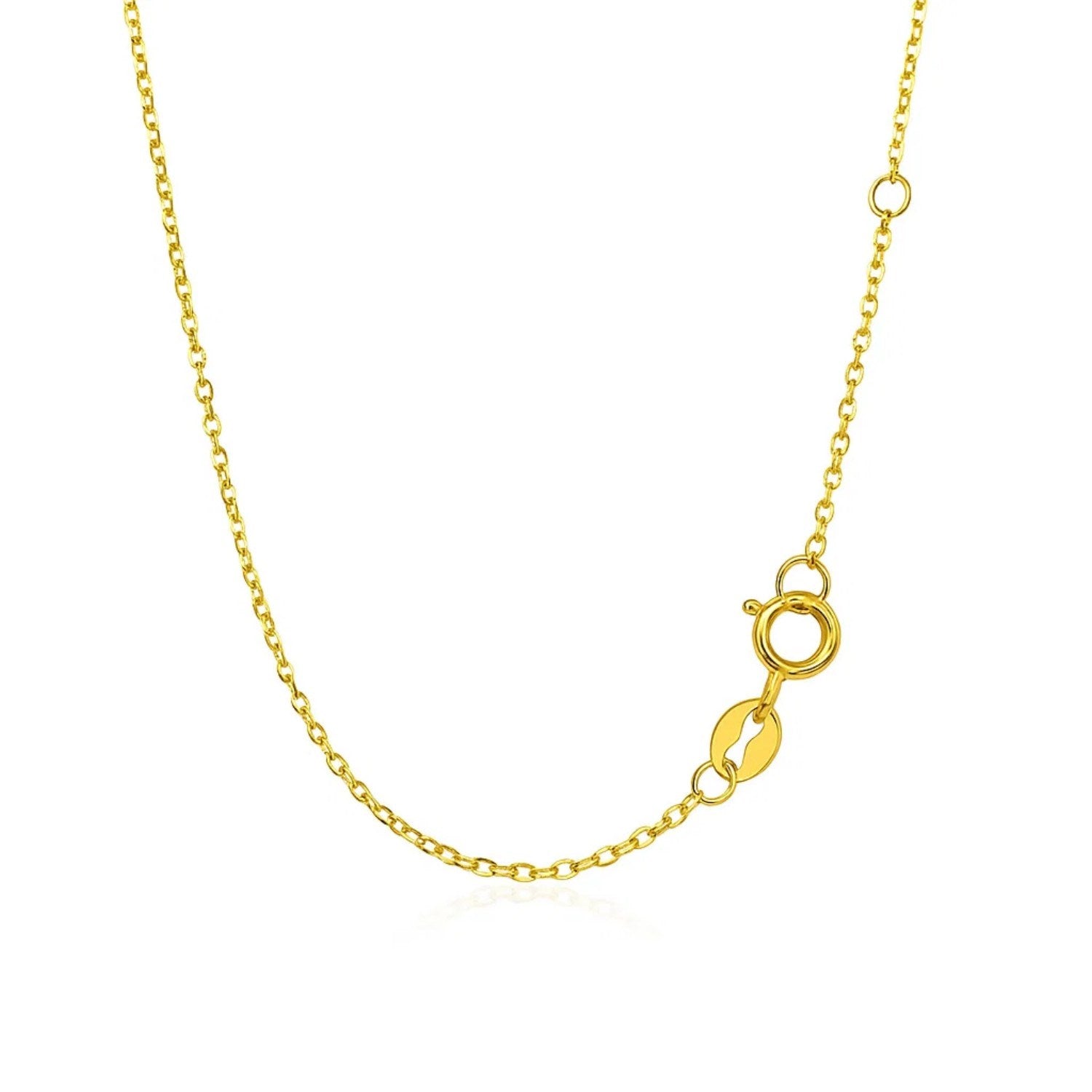 14k Yellow Gold 17 inch Necklace with Round Blue Topaz