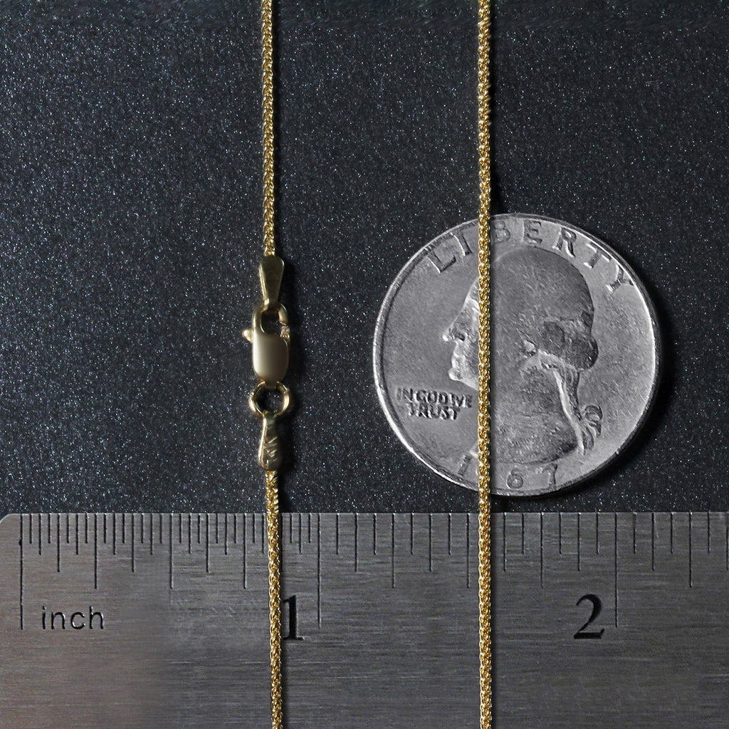 14k Yellow Gold Round Wheat Chain (1.00 mm)