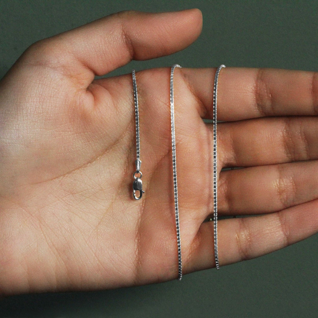 Sterling Silver Rhodium Plated Box Chain (1.10 mm)