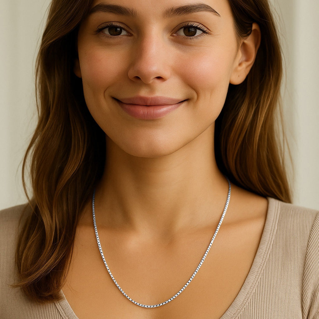 Sterling Silver Rhodium Plated Box Chain (1.10 mm)