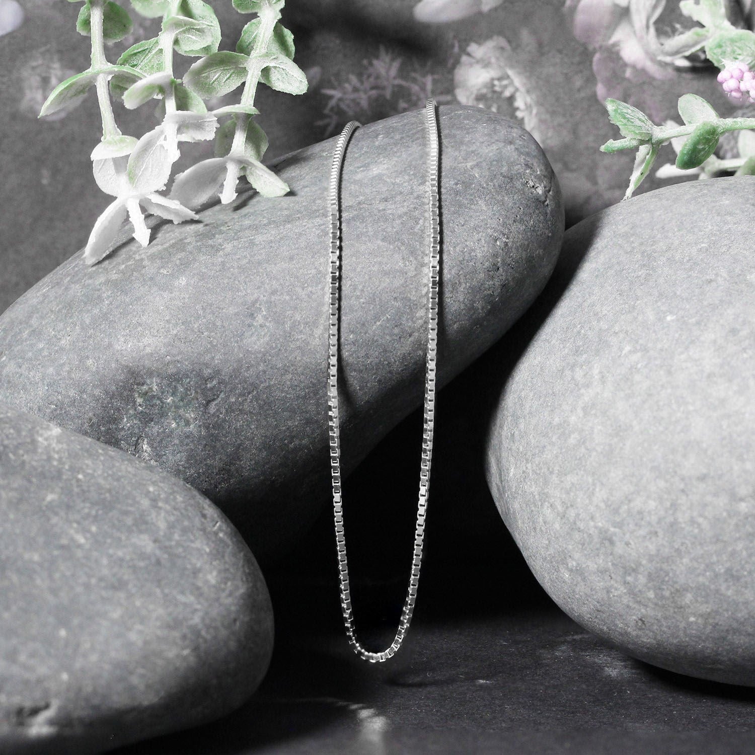 Sterling Silver Rhodium Plated Box Chain (1.10 mm)