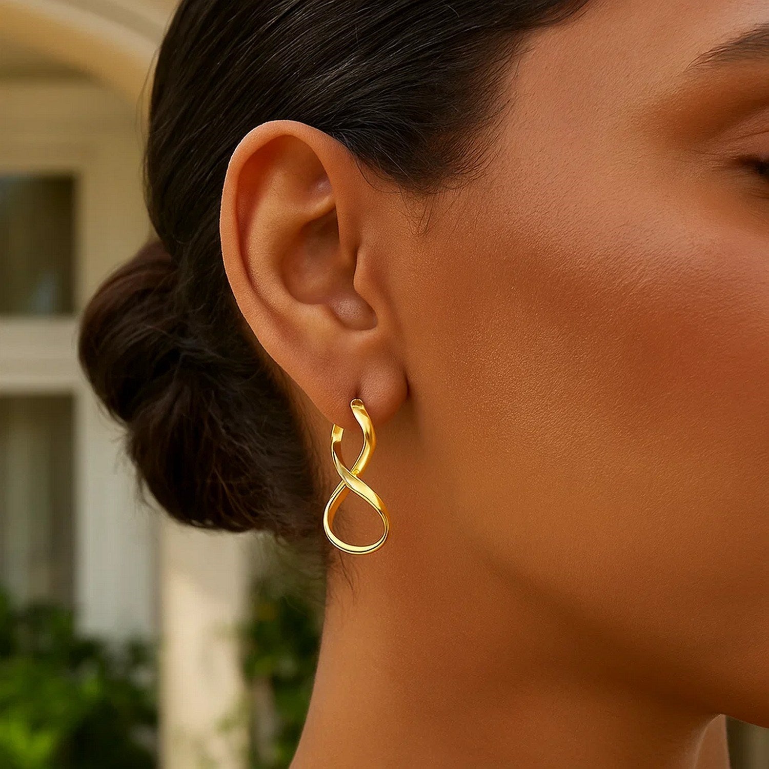 14k Yellow Gold Polished Infinity Shape Drop Earrings