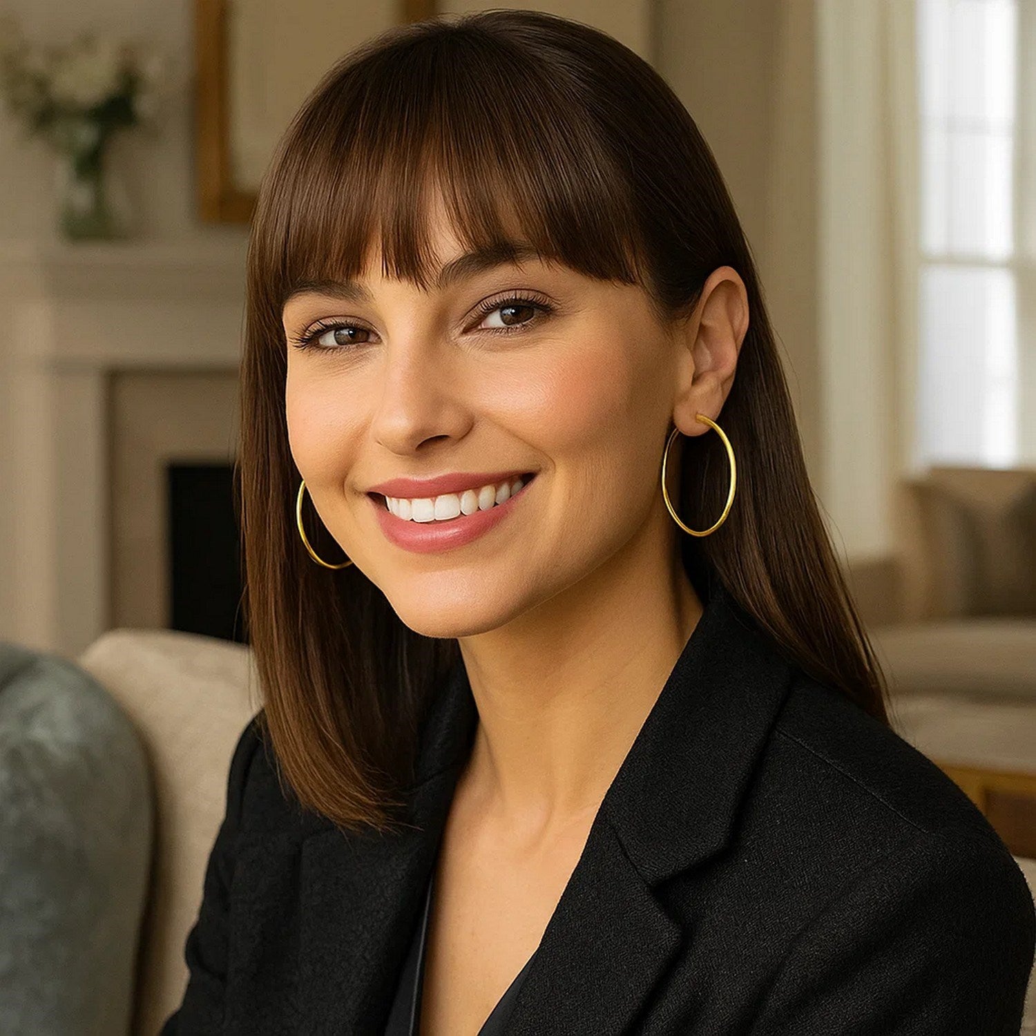 14k Yellow Gold Polished Hoop Earrings (3x50mm)