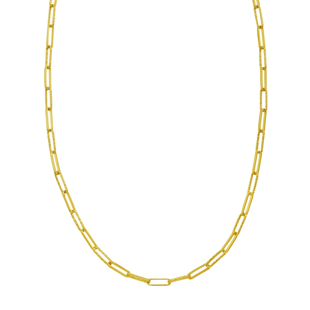 14K Yellow Gold Mini Diamante Paperclip Necklace (3.20 mm)