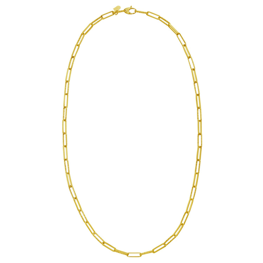 14K Yellow Gold Mini Diamante Paperclip Necklace (3.20 mm)
