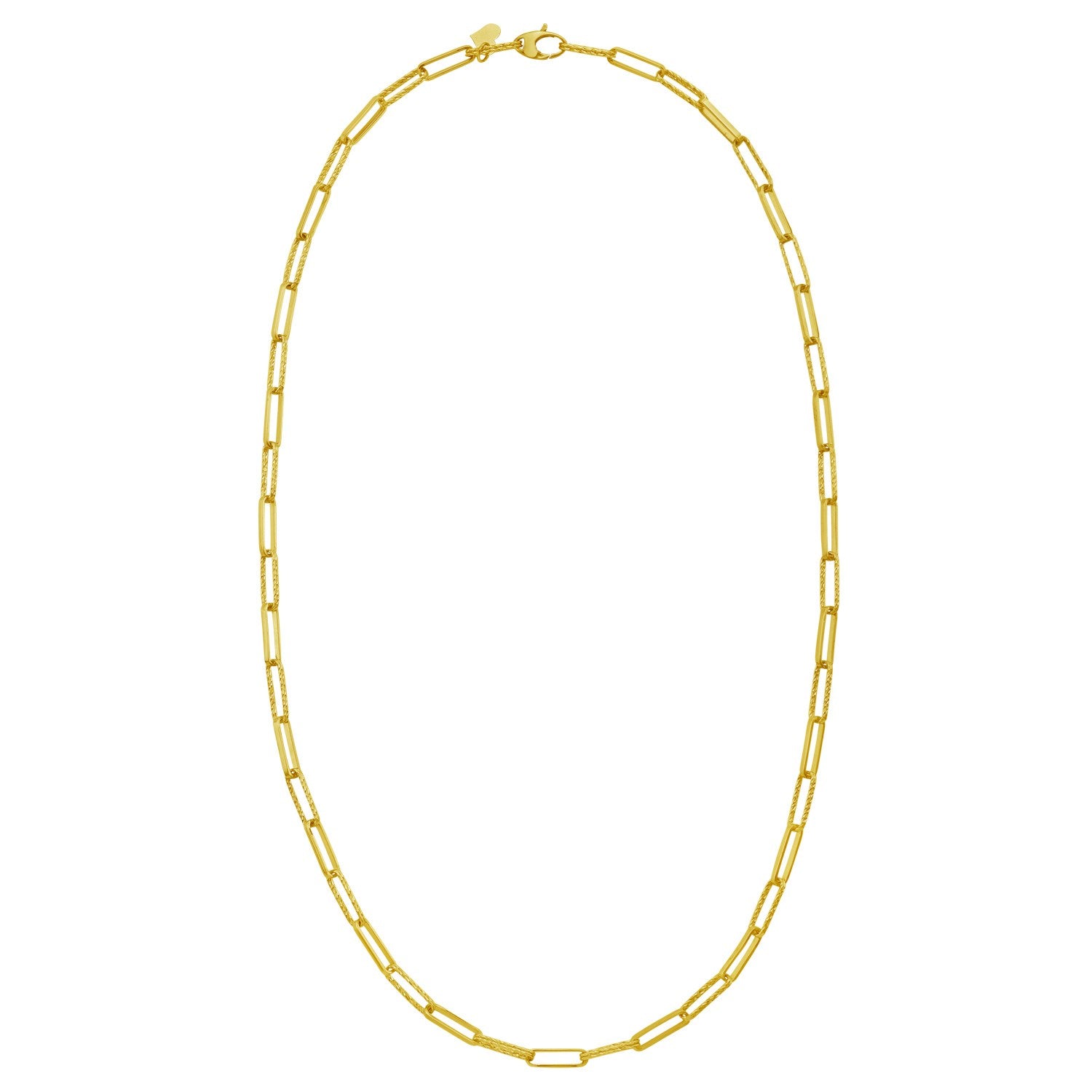 14K Yellow Gold Mini Diamante Paperclip Necklace (3.20 mm)