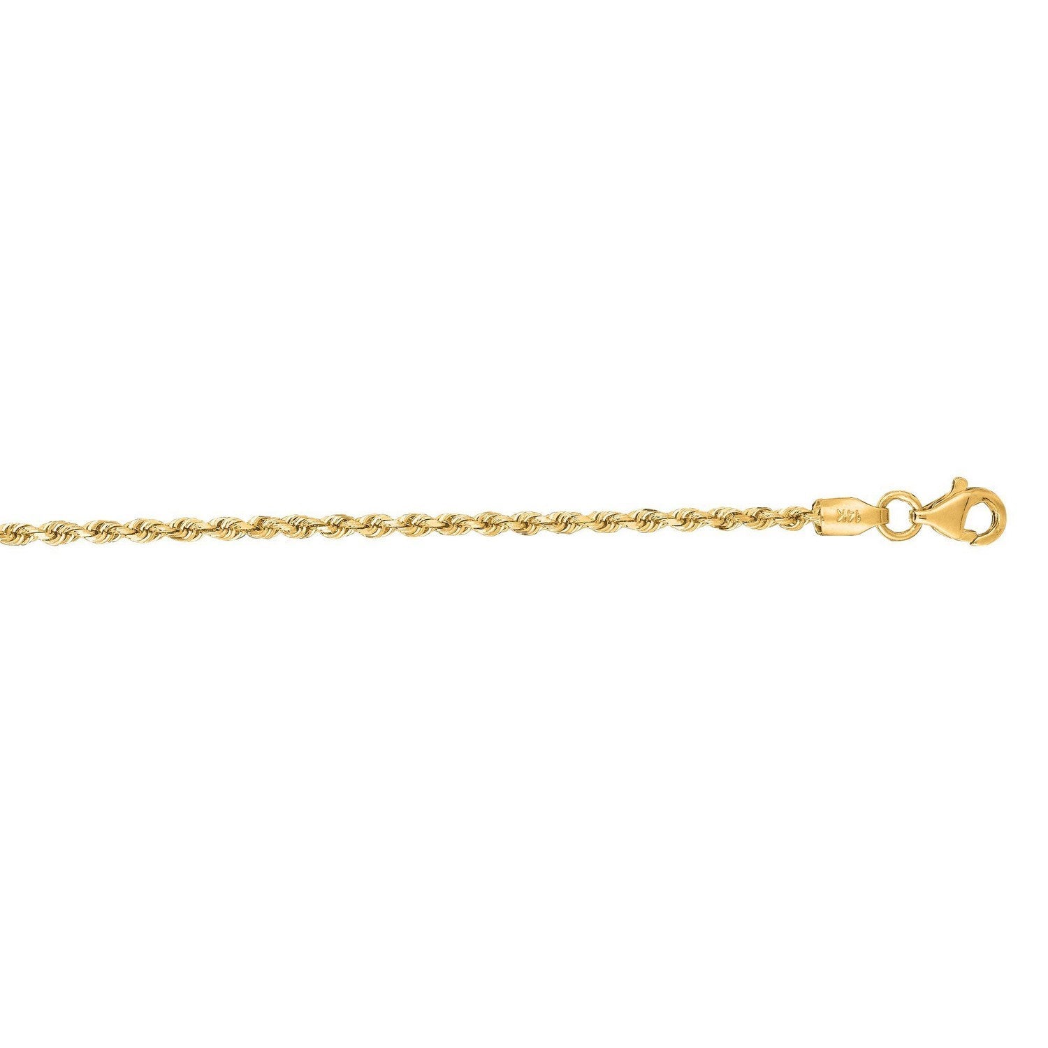 2.0mm 14k Yellow Gold Diamond Cut Rope Anklet