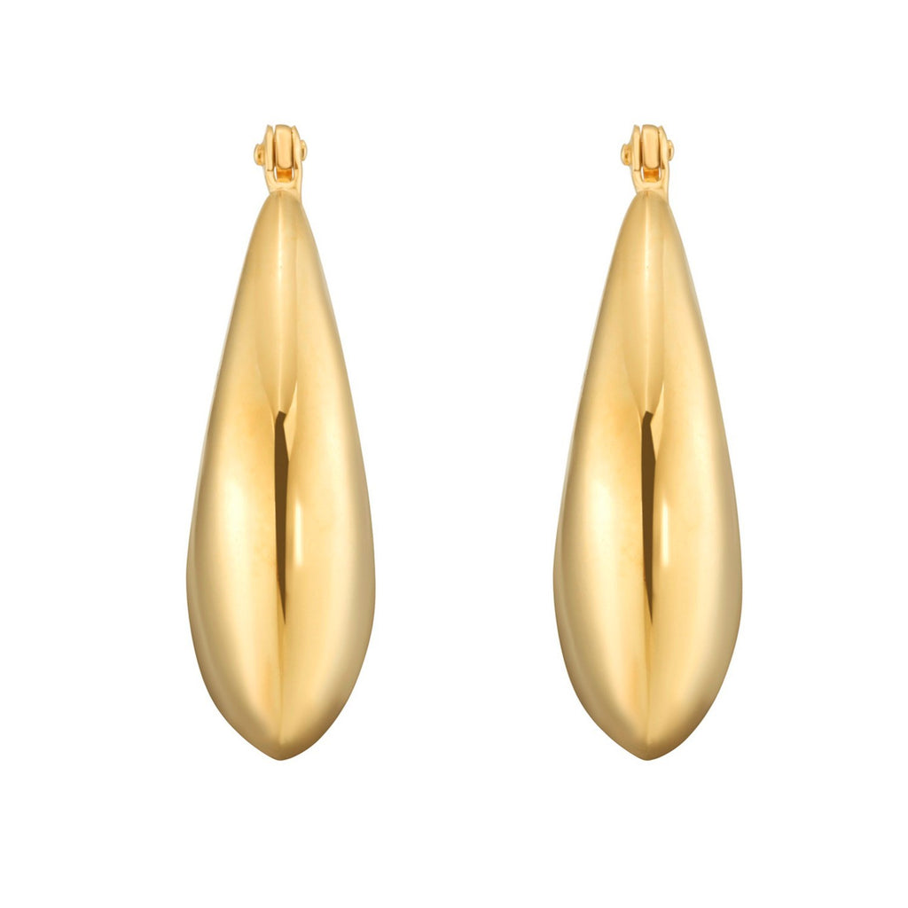 Sterling Silver Yellow Gold Plated Sculptural Crescent Hoop Earrings