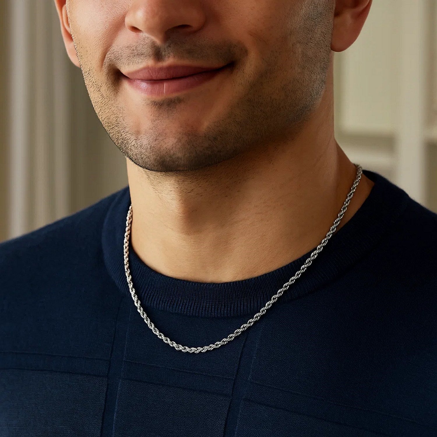 Sterling Silver Diamond Cut Rope Style Chain (2.90 mm)