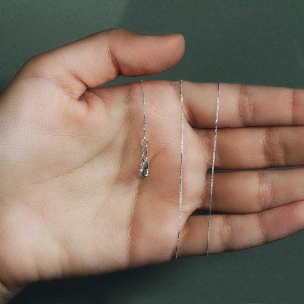 18k White Gold Box Chain 0.6mm (0.60 mm)