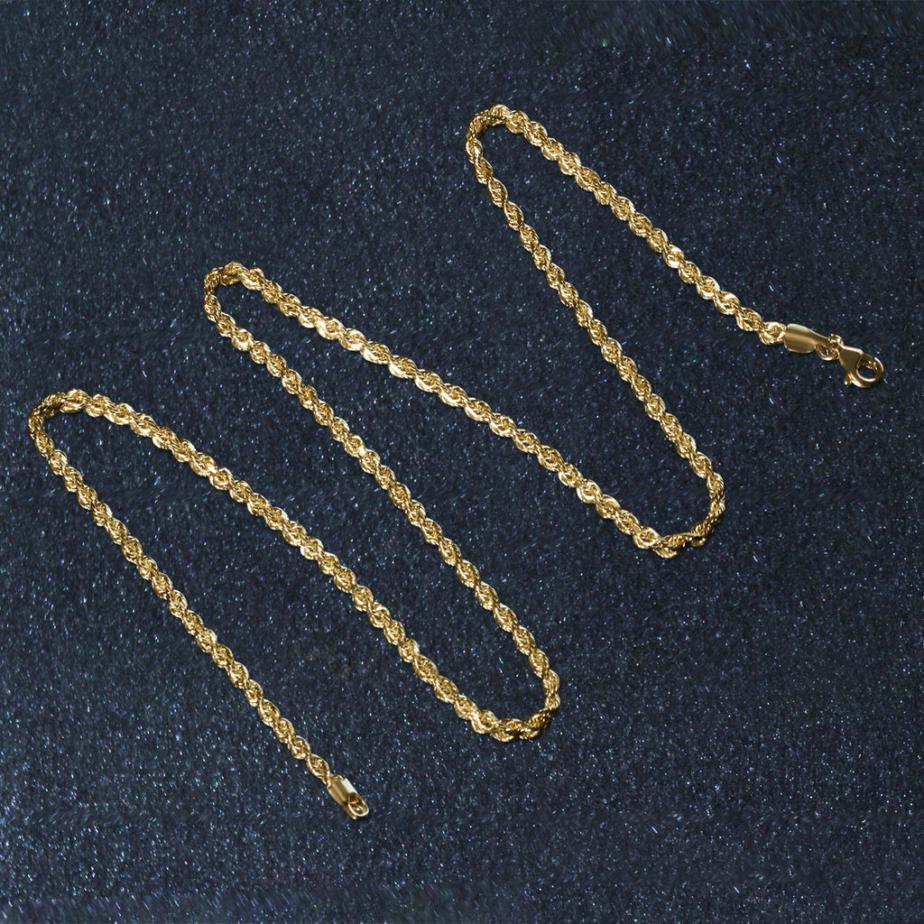 14k Yellow Gold Solid Diamond Cut Rope Chain (2.50 mm)