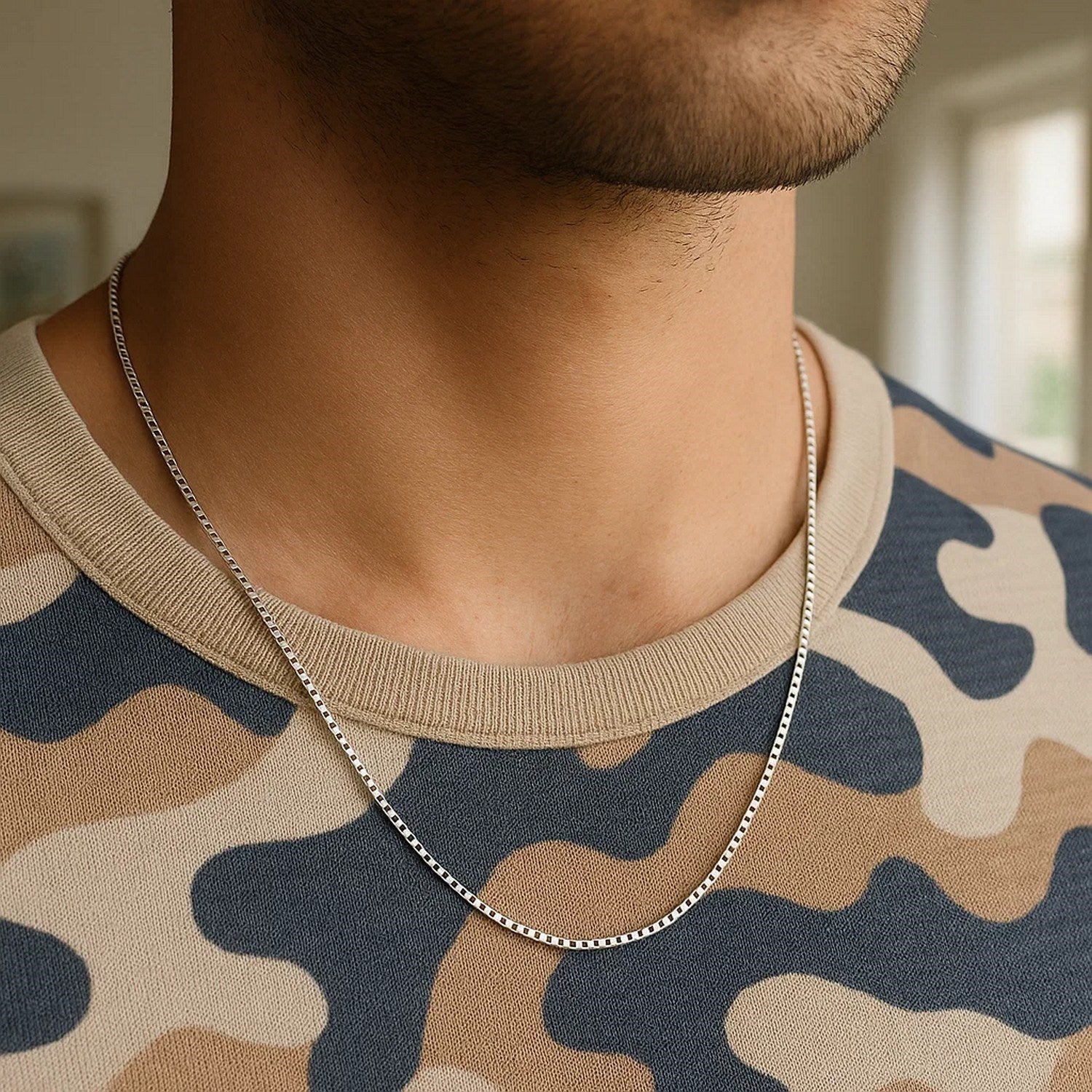 Sterling Silver Rhodium Plated Box Chain (1.30 mm)