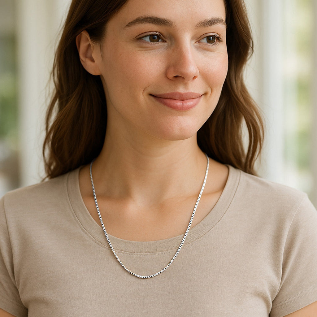 Sterling Silver Rhodium Plated Box Chain (1.30 mm)