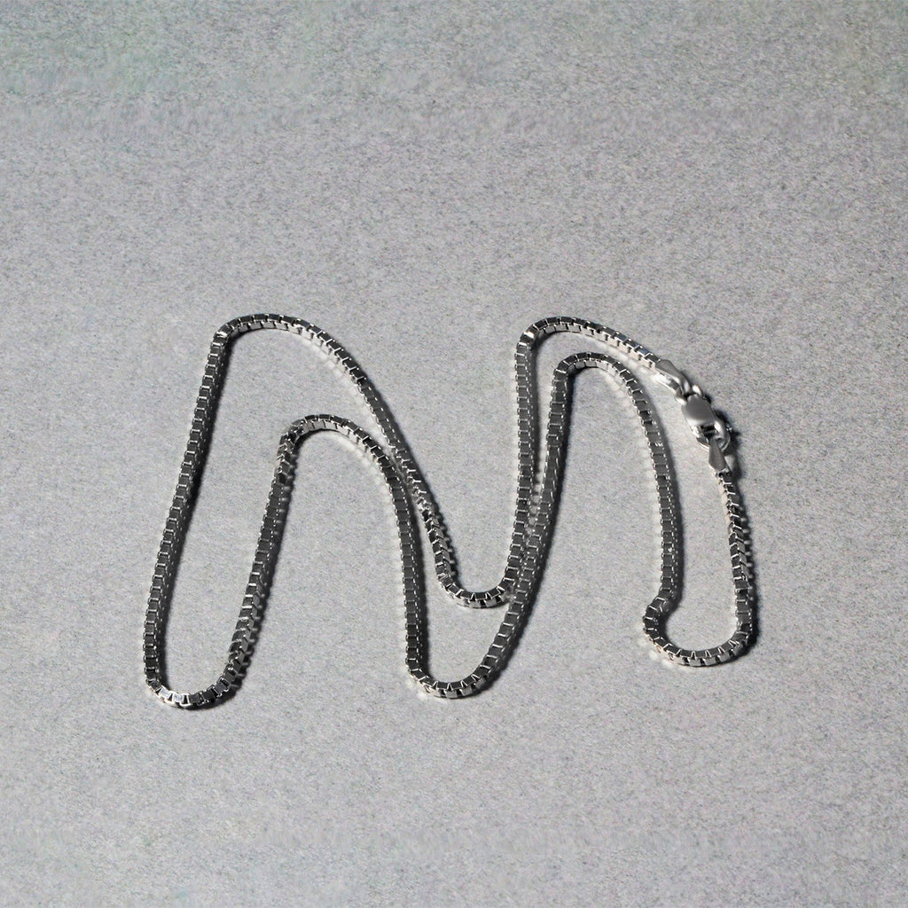 Sterling Silver Rhodium Plated Box Chain (1.30 mm)