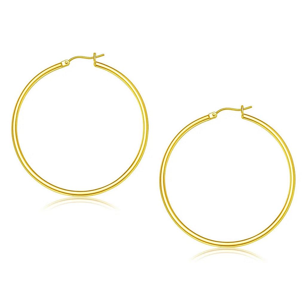 14k Yellow Gold Polished Hoop Earrings (2x45mm)