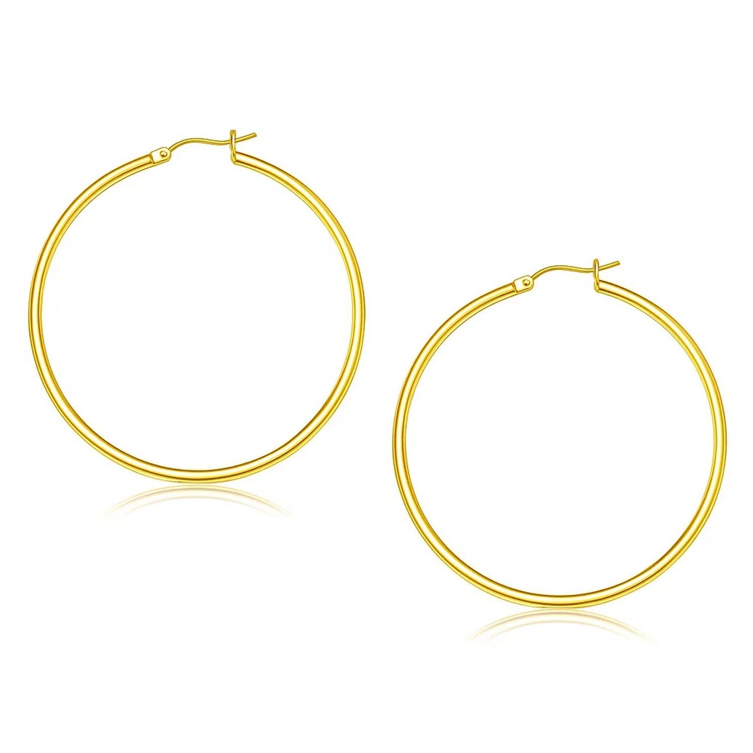 14k Yellow Gold Polished Hoop Earrings (2x45mm)