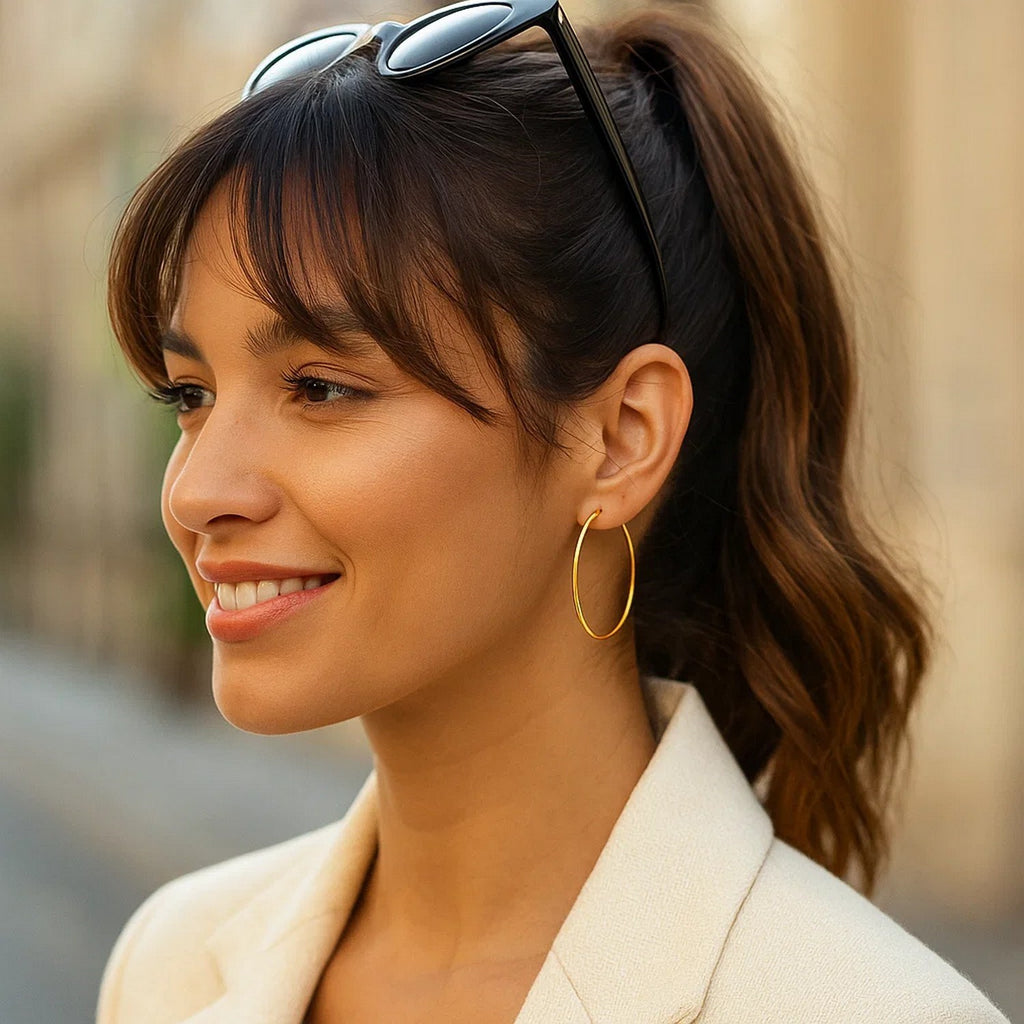 14k Yellow Gold Polished Hoop Earrings (2x45mm)