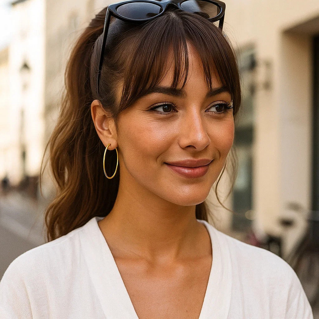 14k Yellow Gold Polished Hoop Earrings (2x45mm)
