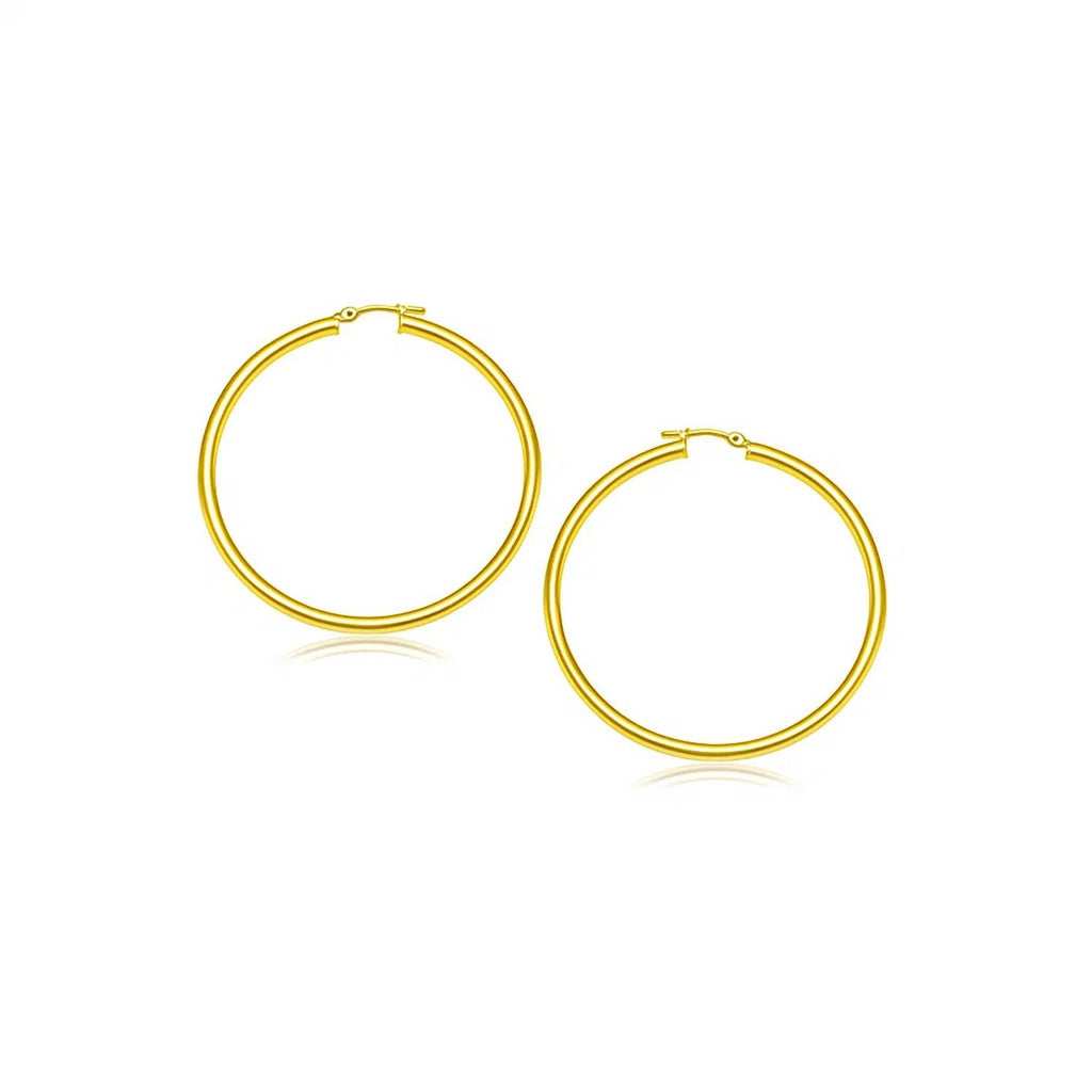 14k Yellow Gold Polished Hoop Earrings (3x20mm)