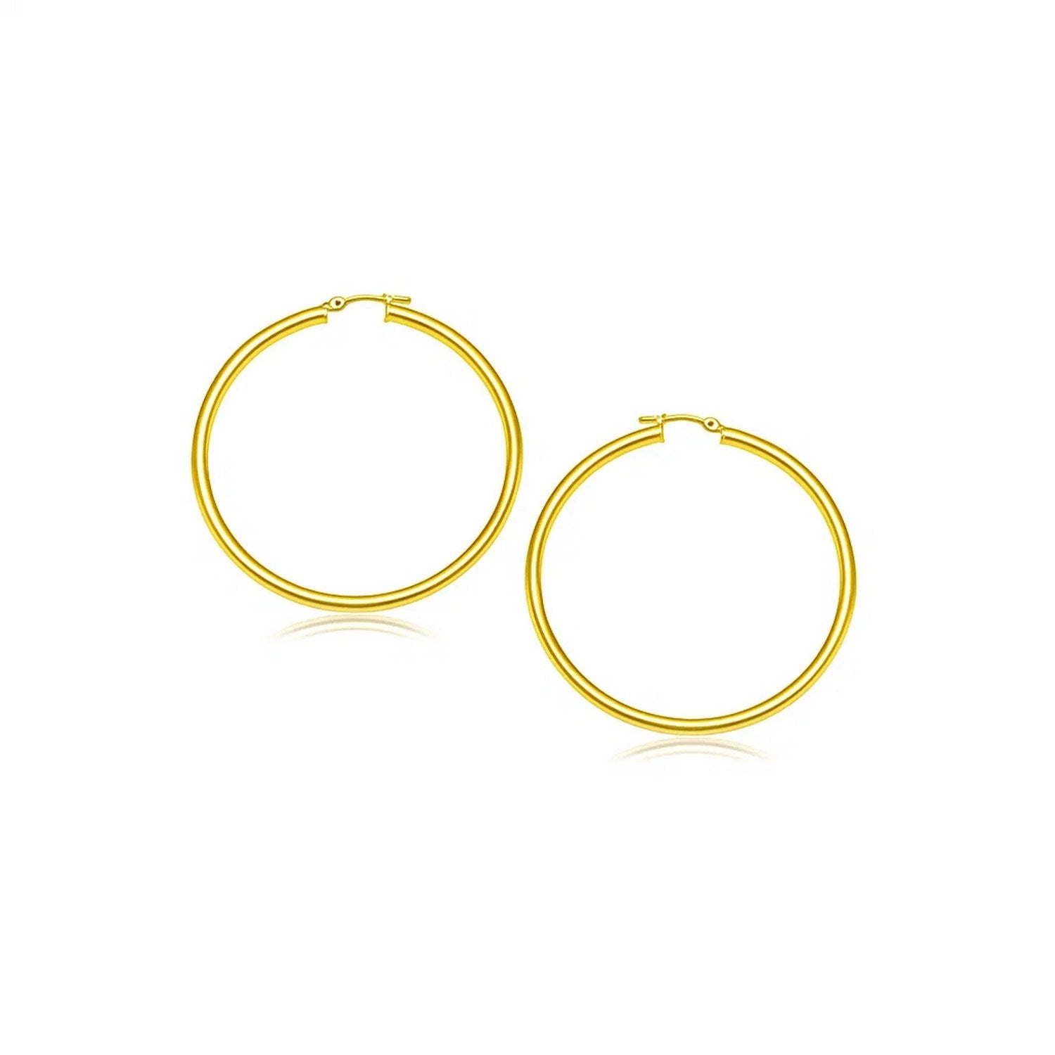 14k Yellow Gold Polished Hoop Earrings (3x20mm)