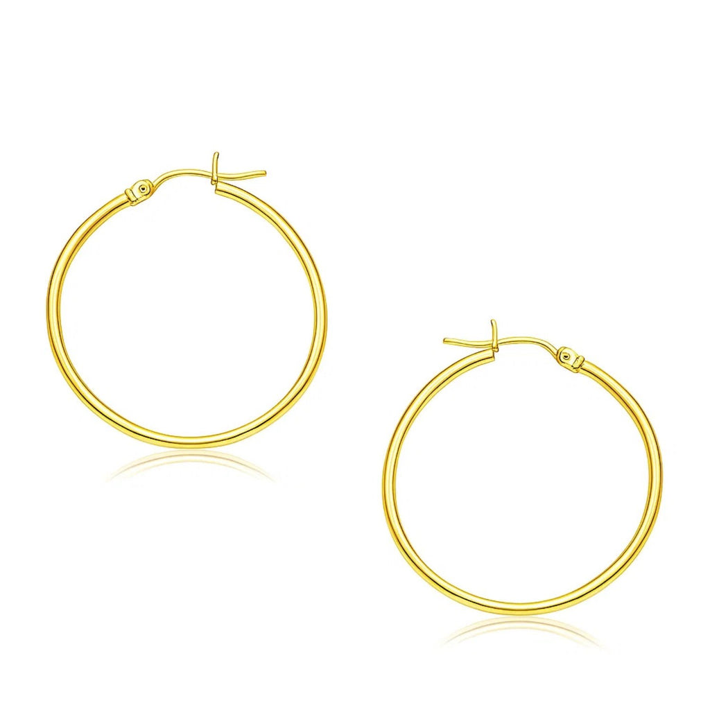 14k Yellow Gold Polished Hoop Earrings (2x30mm)
