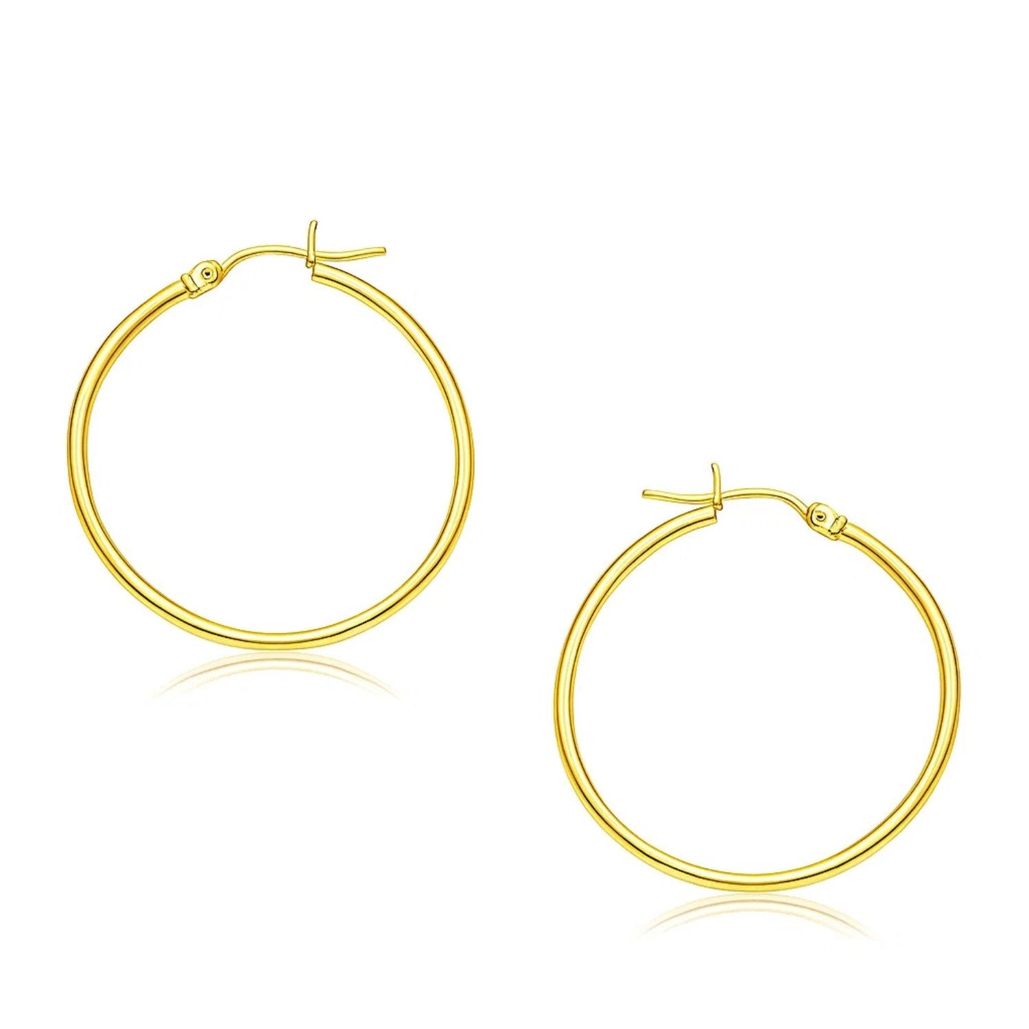14k Yellow Gold Polished Hoop Earrings (2x30mm)