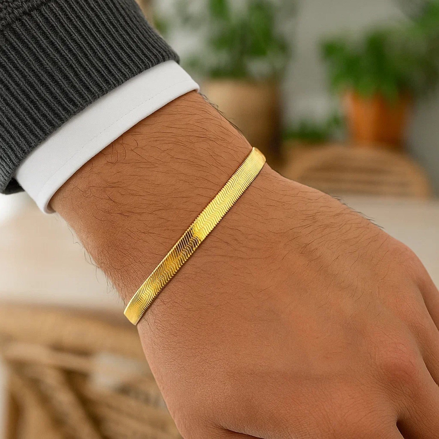 14k Yellow Gold Super Flex Herringbone Bracelet (4.60 mm)