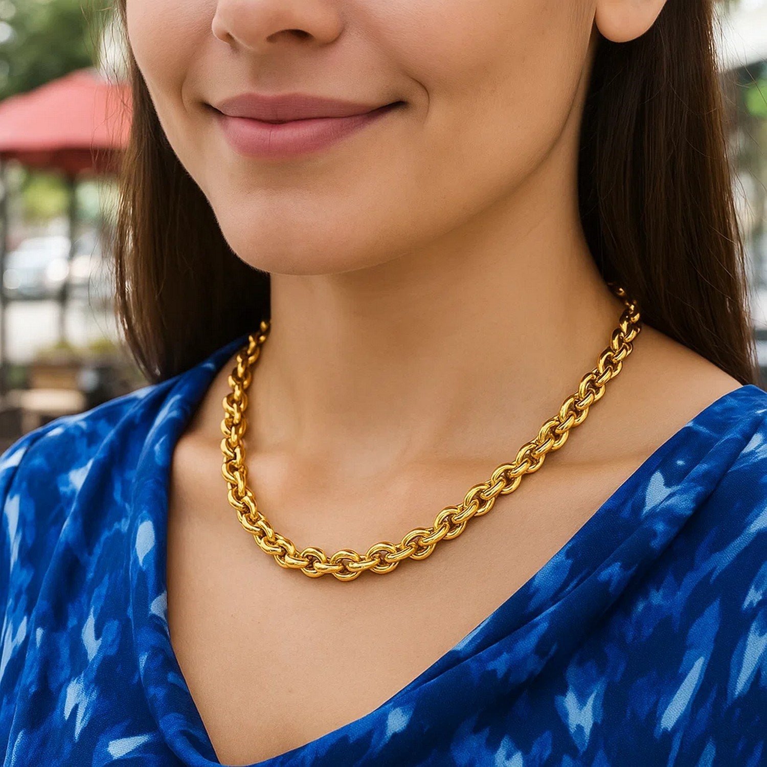 14k Yellow Gold Polished Cable Link Necklace