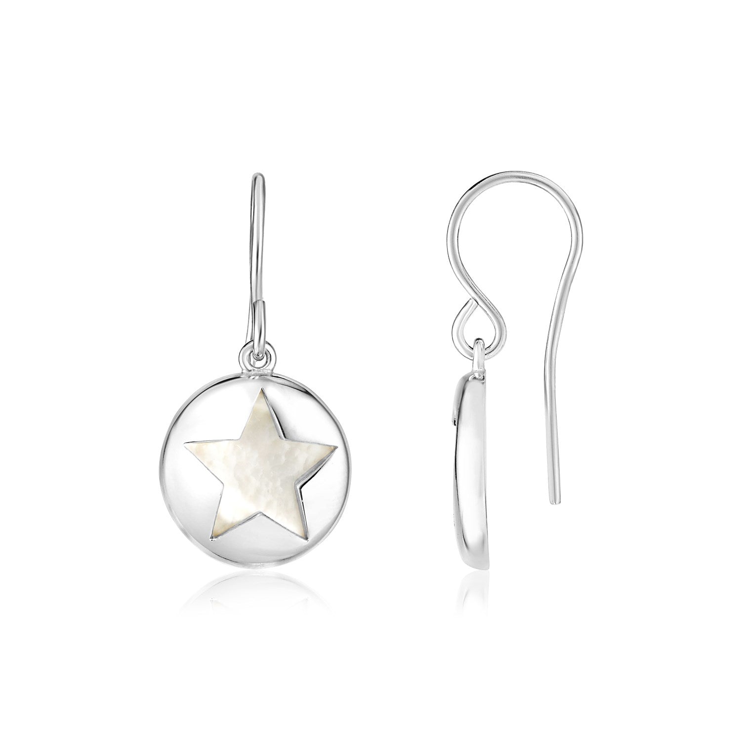 Sterling Silver Star Cutout Earrings with Mother of Pearl