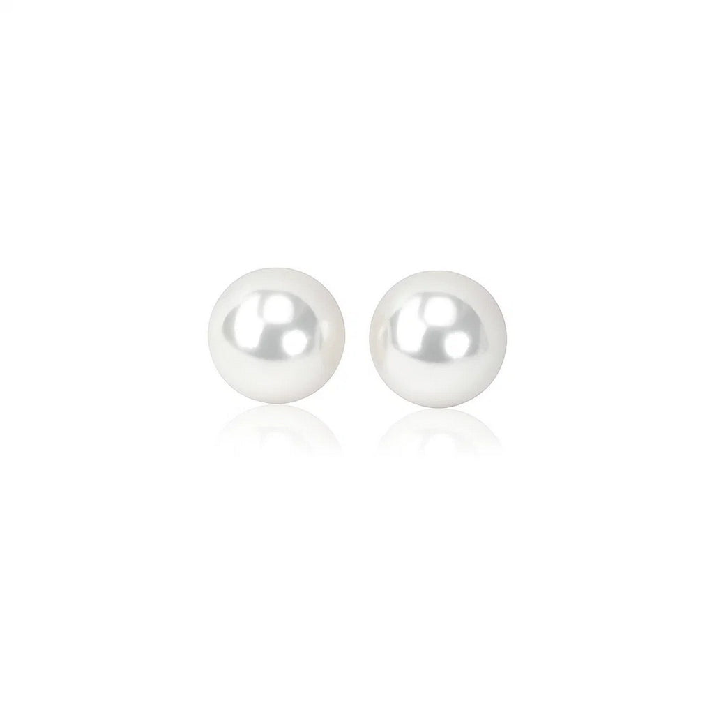 14k Yellow Gold Freshwater Cultured White Pearl Stud Earrings (5mm)