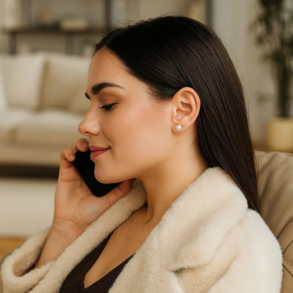 14k Yellow Gold Freshwater Cultured White Pearl Stud Earrings (5mm)