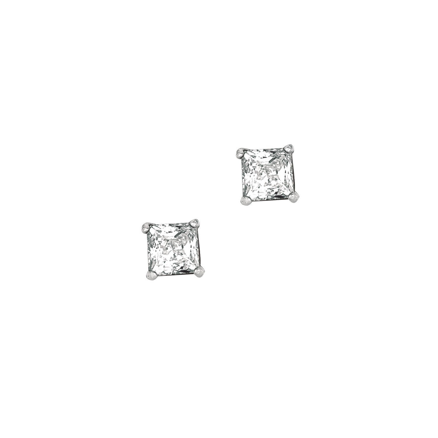 Sterling Silver Princess CZ Stud Earrings (5.00 mm)