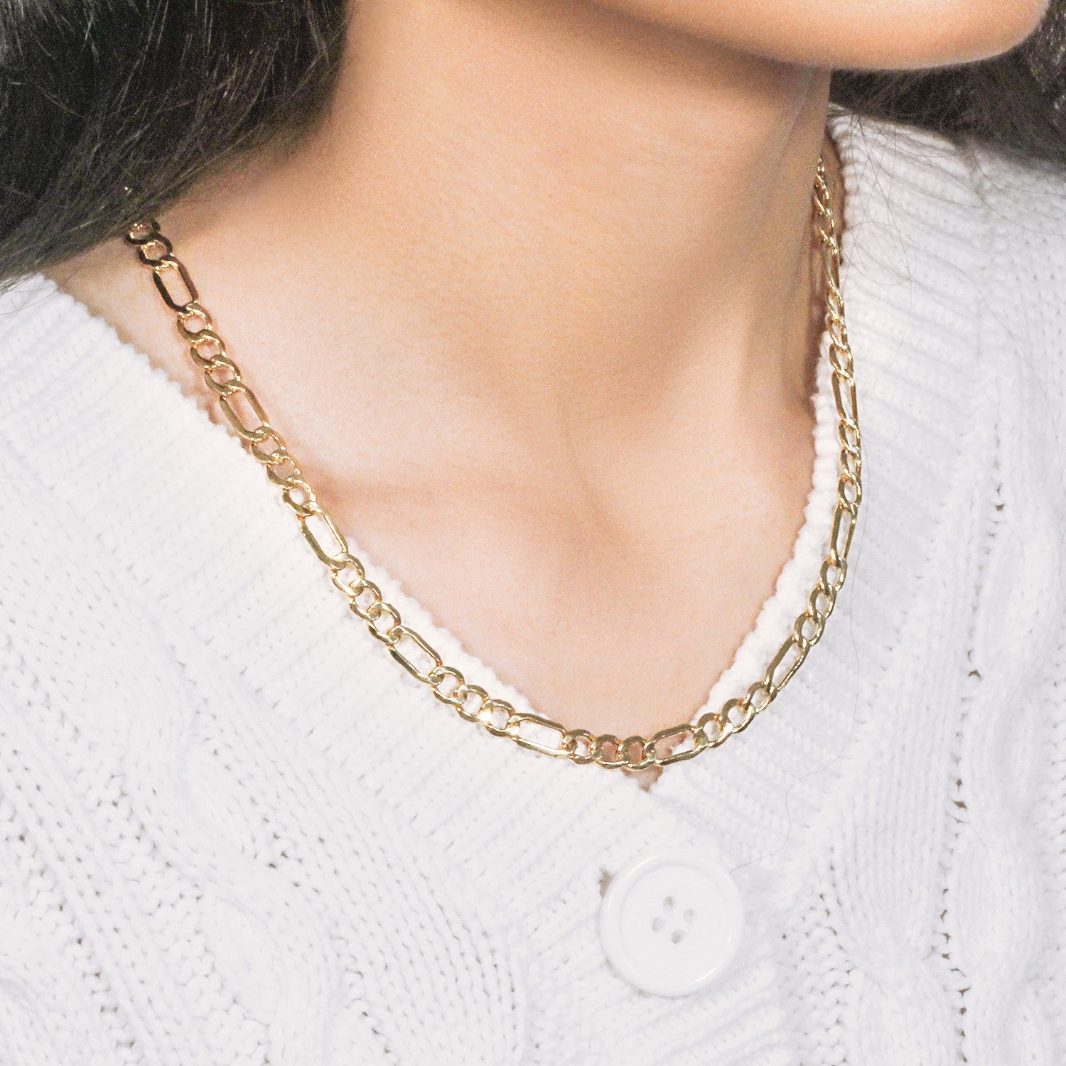 14k Yellow Gold Lite Figaro Chain (6.60 mm)