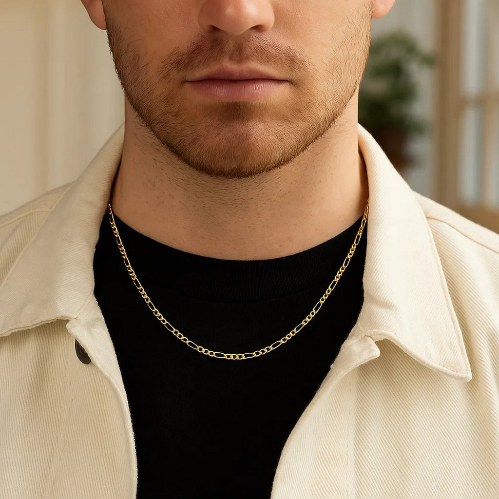 14k Yellow Gold Solid Figaro Chain (1.90 mm)