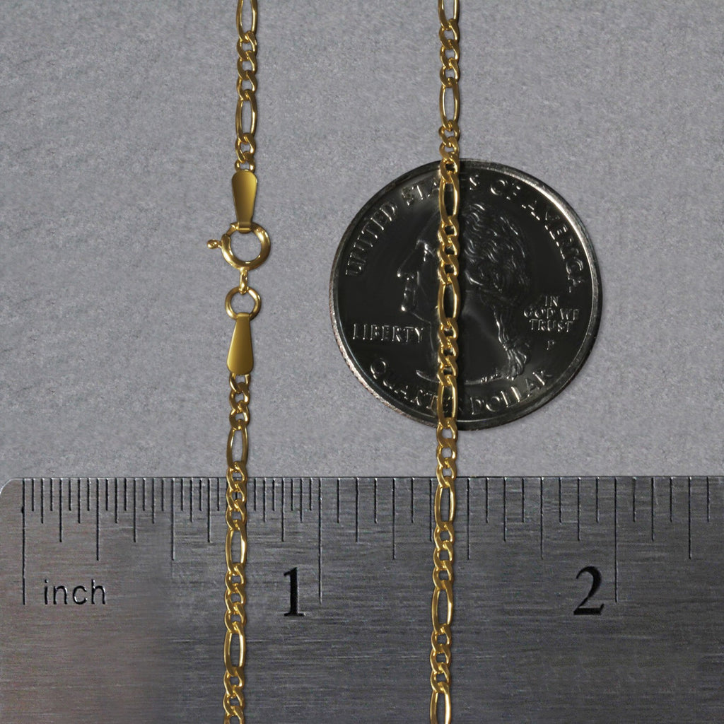 14k Yellow Gold Solid Figaro Chain (1.90 mm)