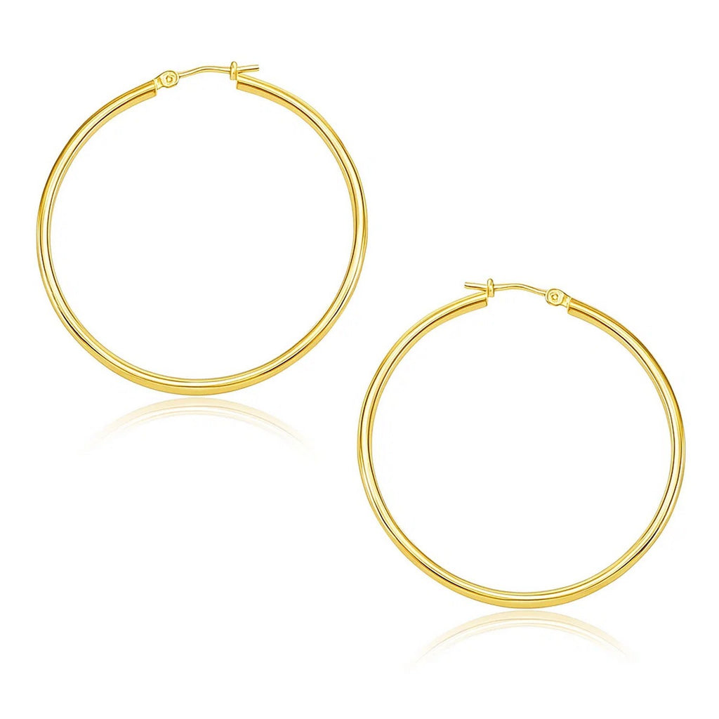14k Yellow Gold Polished Hoop Earrings (1.5x30mm)