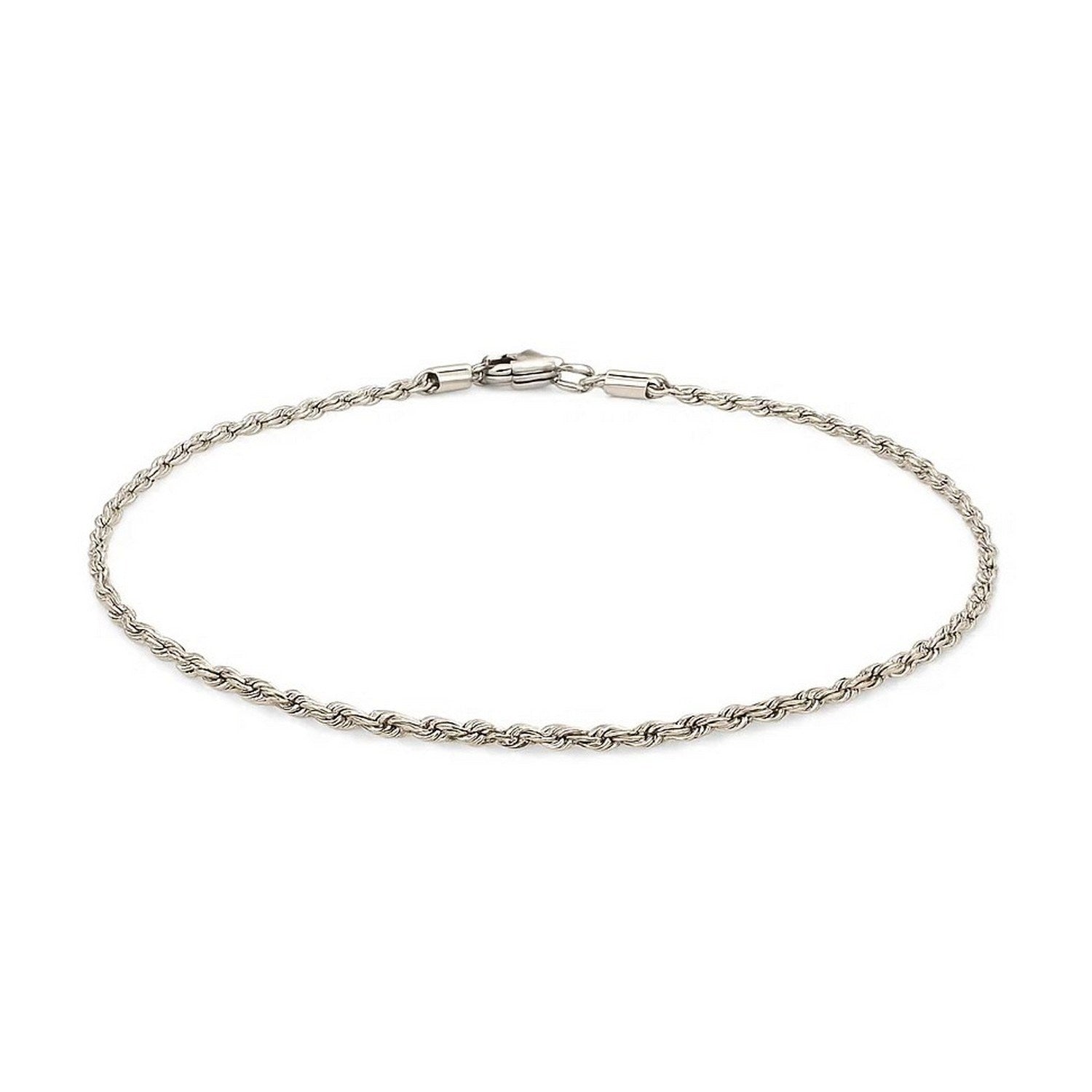 14k White Gold Solid Diamond Cut Rope Bracelet (1.60 mm)