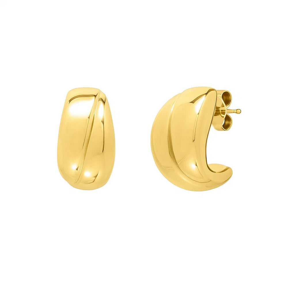 Puffed Up Split Hoop Earrings in 14K Yellow Gold