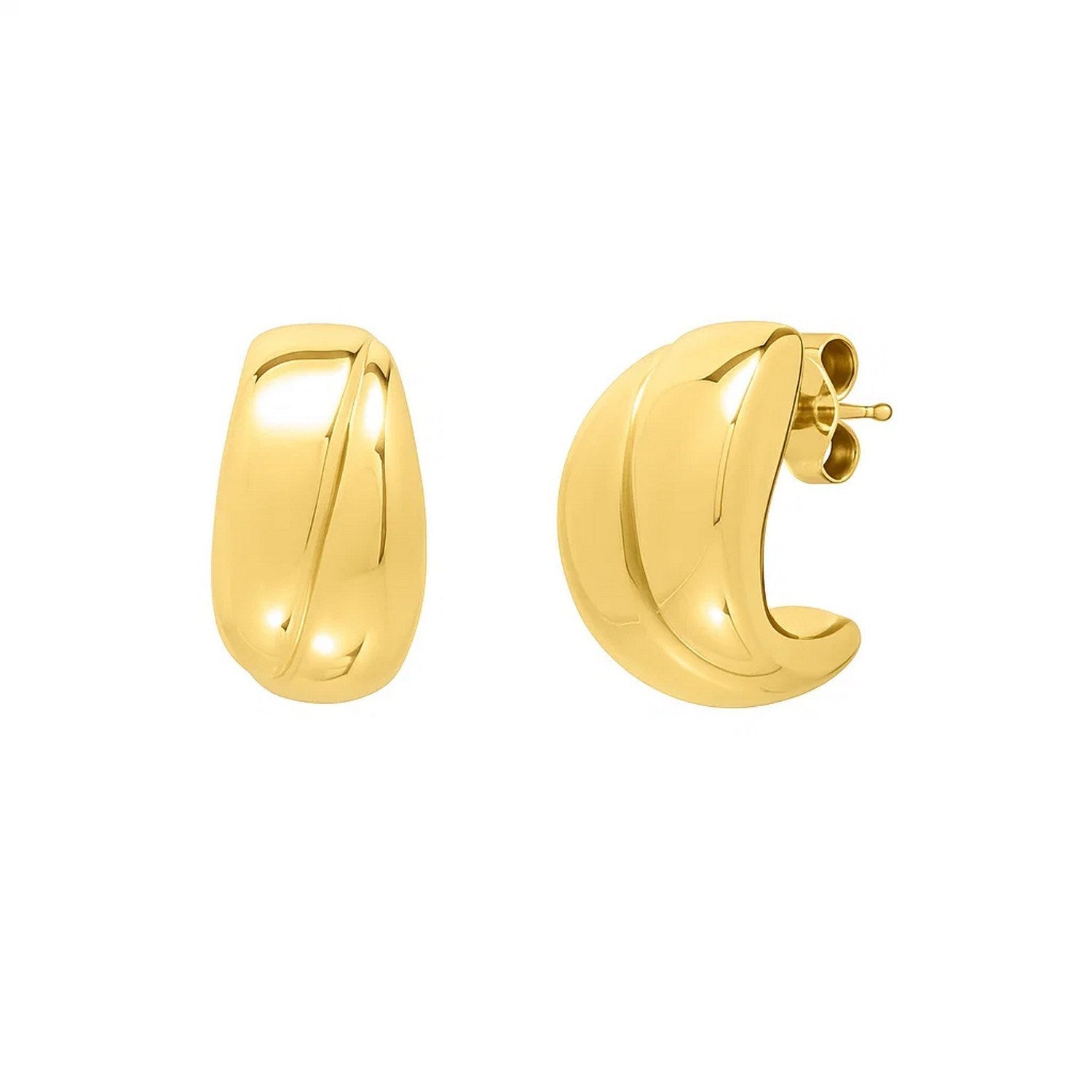Puffed Up Split Hoop Earrings in 14K Yellow Gold