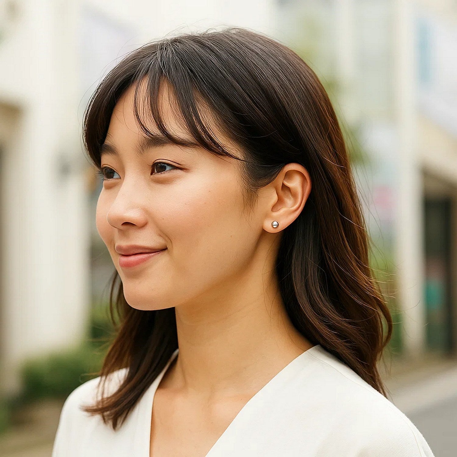 14k White Gold Classic Round Stud Earrings (5.0 mm)