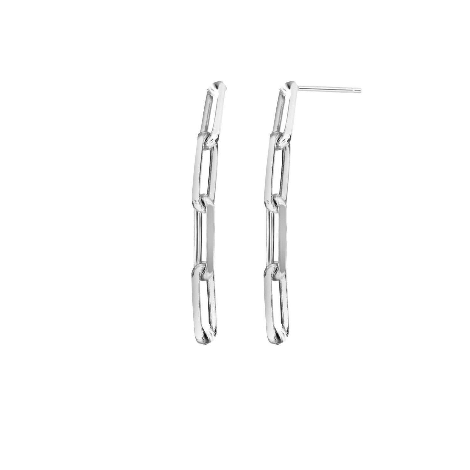 Sterling Silver Four Link Paperclip Dangle Earrings