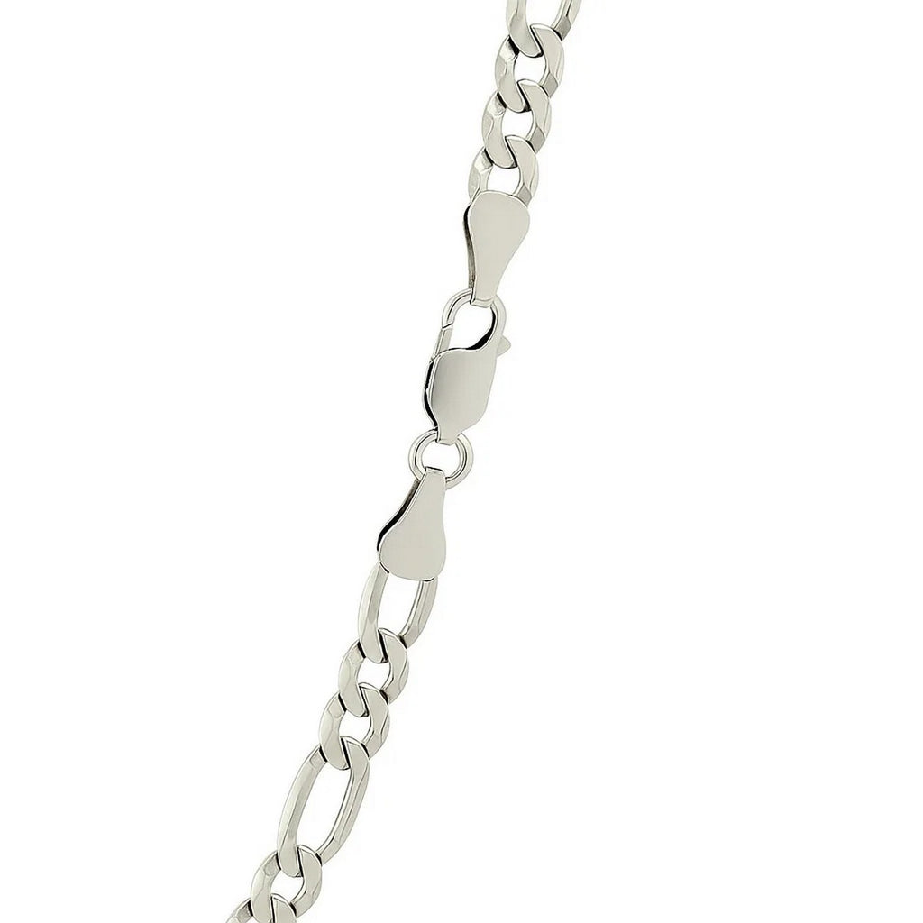 Rhodium Plated Sterling Silver Figaro Style Chain (5.40 mm)